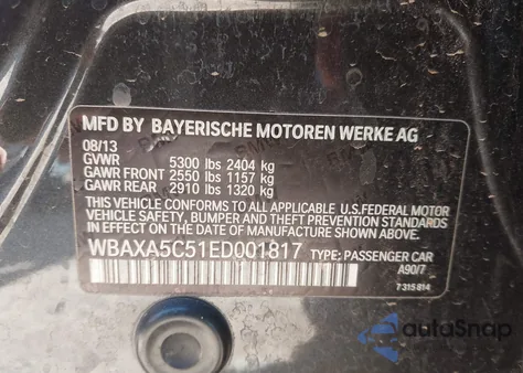 2014 BMW 535D z USA, uszkodzony, nr VIN WBAXA5C51ED001817